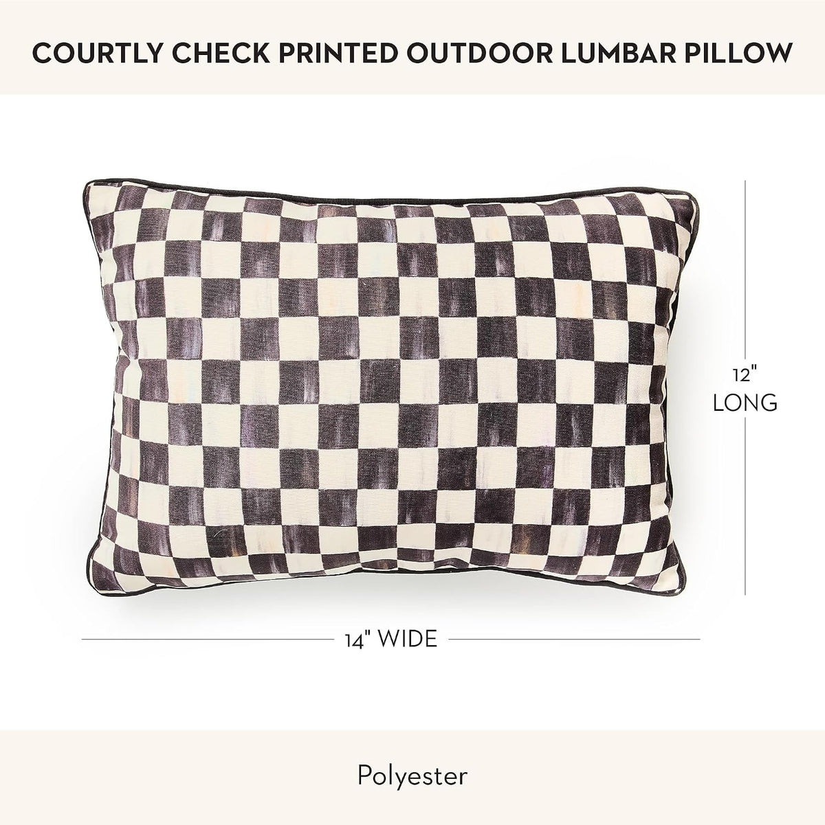 MACKENZIE-CHILDS Lumbar Throw Pillow, 20x20, Black-and-White Courtly Check