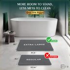 Extra Large Diatomaceous Earth Stone Bath Mat (31.5” x 19.7”) Dark Gray XL
