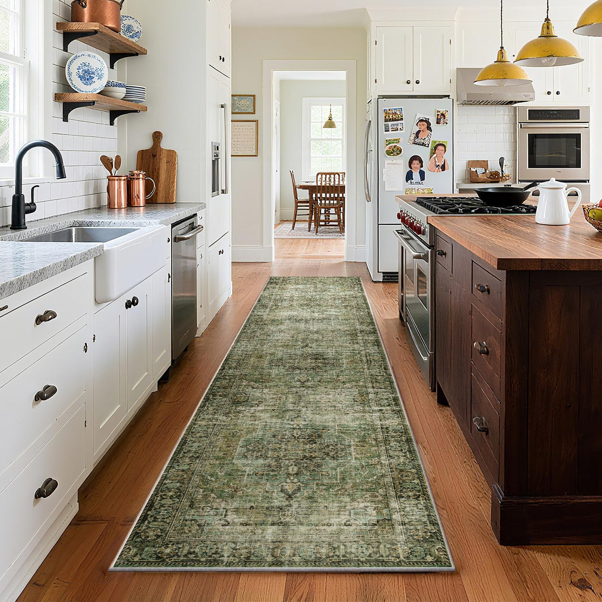 Washable Area Rugs for Living Room: 9x12 Bedroom Rug Boho Vintage Area Rug Stain Resistant Non Slip Low Pile Lightweight Soft Carpets for Dining Room Kitchen Nursery Kids Room Playroom Home Office