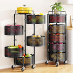 SNTD 5-Tier Fruit and Vegetable Basket Bowls for Kitchen, Rotating, Black