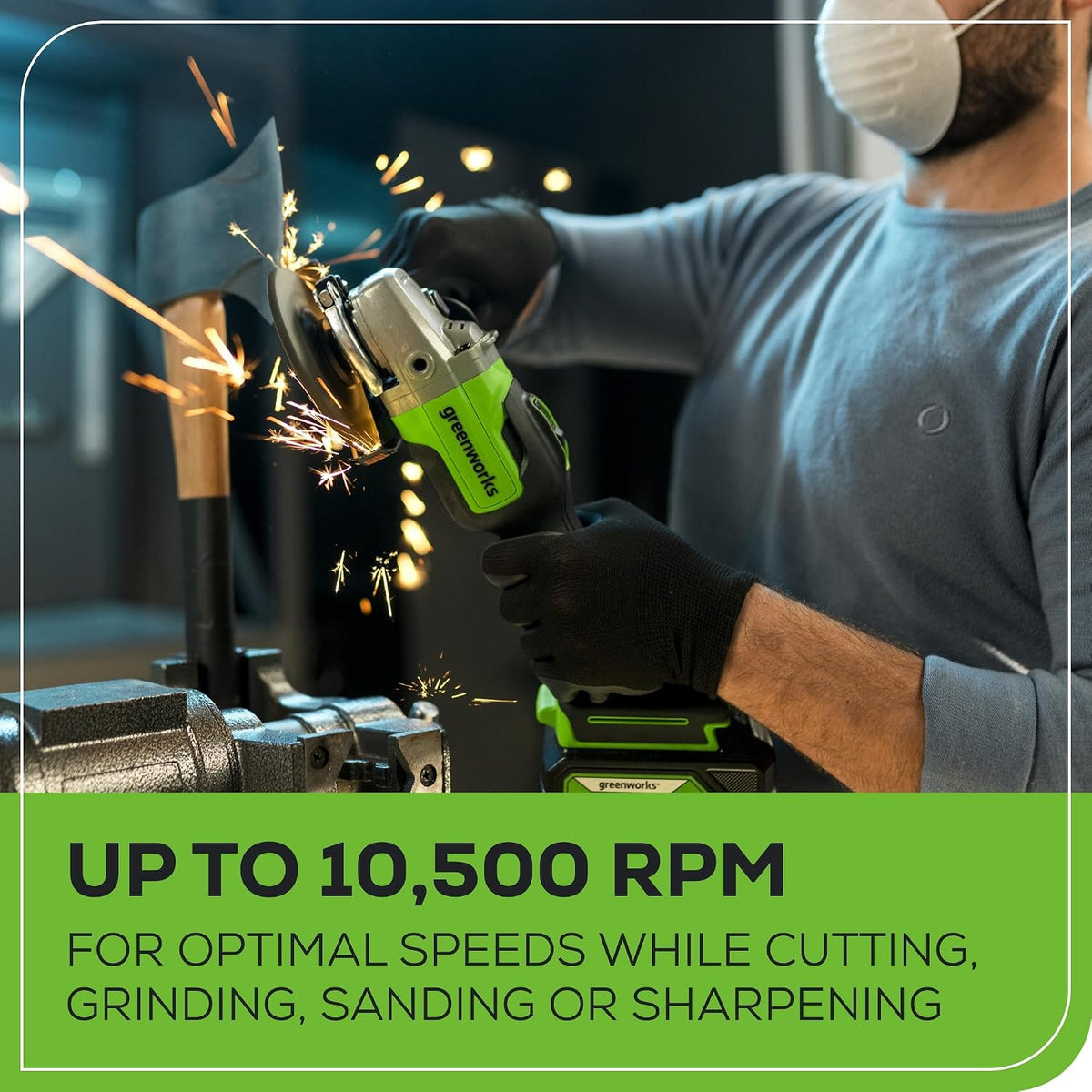 Greenworks 24V Angle Grinder Brushless Cordless, 4-1/2-Inch, with 4AH Battery and 2A Charger