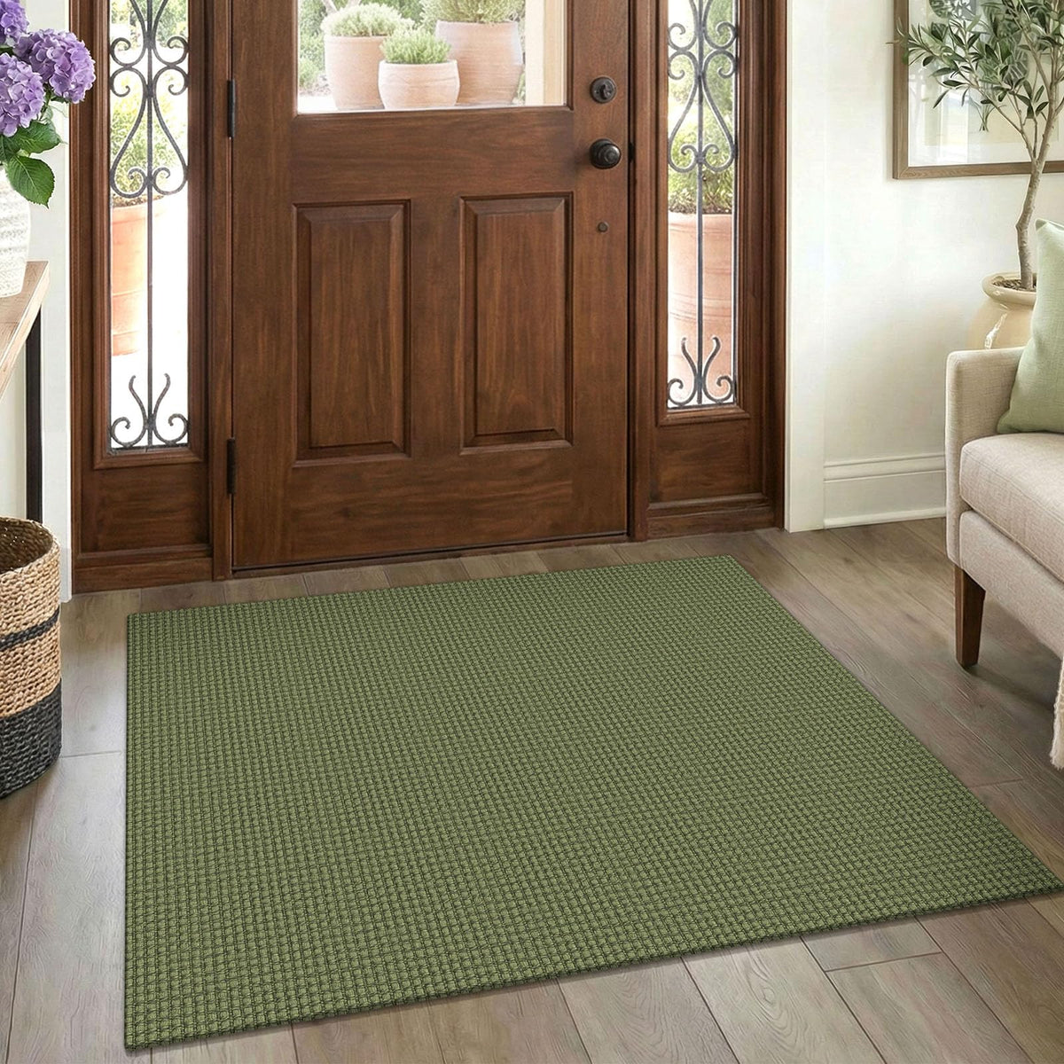 EARTHALL Woven Area Rugs 6x9 Ft Washable Living Room Rugs Non Slip Rubber Backed Dining Room Rug Braided Bedroom Rugs Indoor Floor Carpet for Living Room, Bedroom, Dining Room, Beige/Ivory