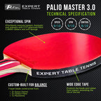 Palio Master 3.0 Table Tennis Bat & Case | ITTF-Approved Intermediate Ping Pong Racket | Allround Speed, Spin and Control