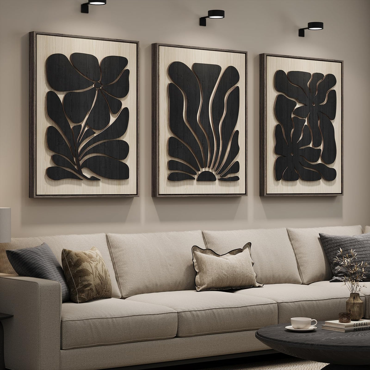 Large Framed 3D Wood Boho Tropical Wall Decor for Living Room, 24x36 Inch