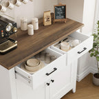 HORSTORS Farmhouse Kitchen Storage Cabinet, Small Buffet, Coffee Bar, White