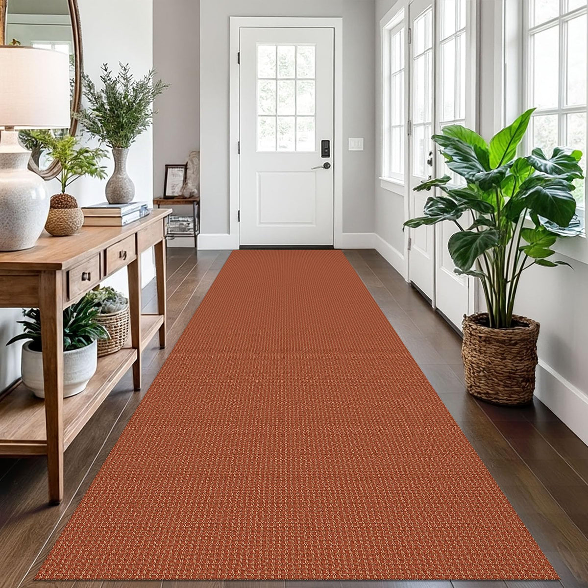 EARTHALL Woven Area Rugs 6x9 Ft Washable Living Room Rugs Non Slip Rubber Backed Dining Room Rug Braided Bedroom Rugs Indoor Floor Carpet for Living Room, Bedroom, Dining Room, Beige/Ivory