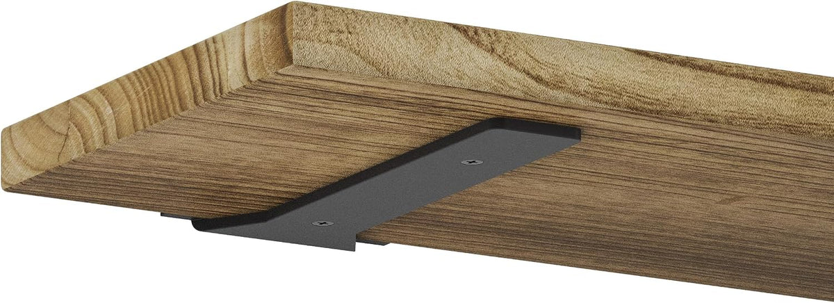 Wallniture Palm 48 inch Floating Shelf, Heavy Duty Brackets Included, Rustic Wooden Shelves for Wall, 1pc, Burnt Finish