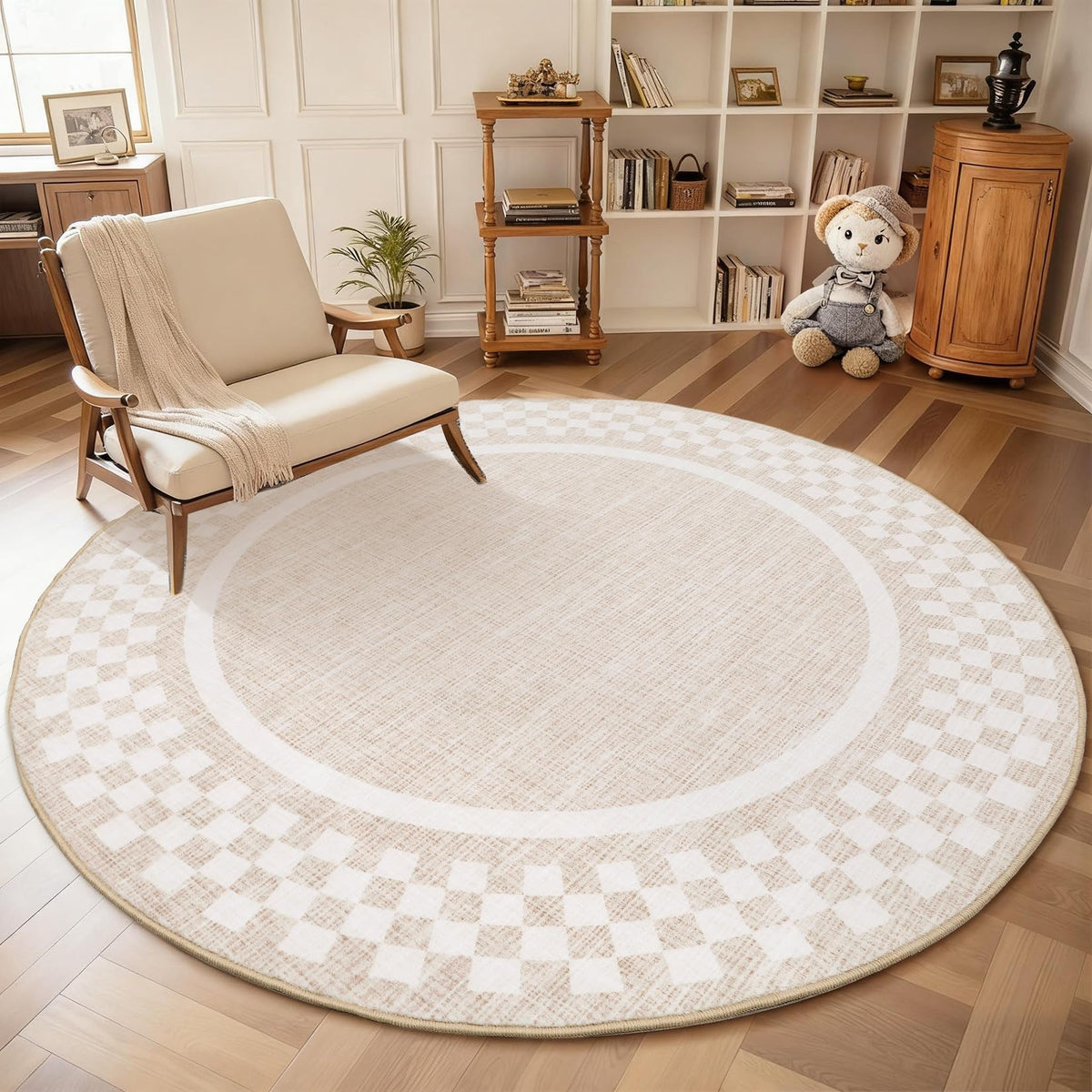 GarveeHome 5x7 Washable Area Rug Checkered Rug for Bedroom Living Room