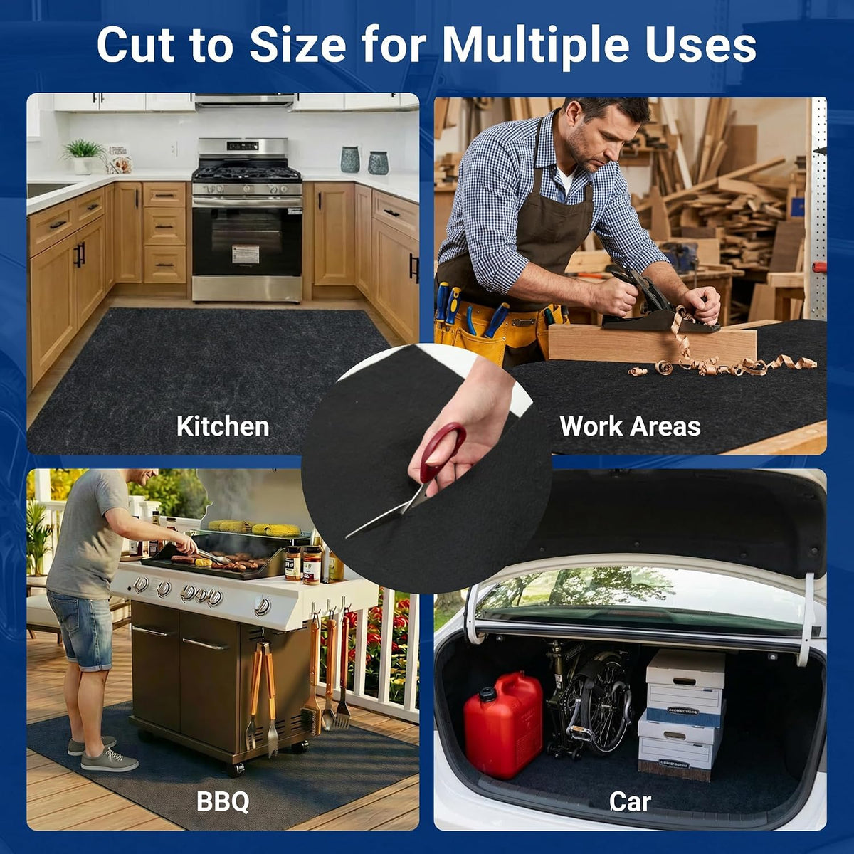 FLEXIMOUNTS 17x8 Ft Extra Large Garage Floor Mat - Waterproof Oil Absorbent Surface, Stay-in-Place Garage Flooring Roll for Under Car (Includes Double Sided Tape)