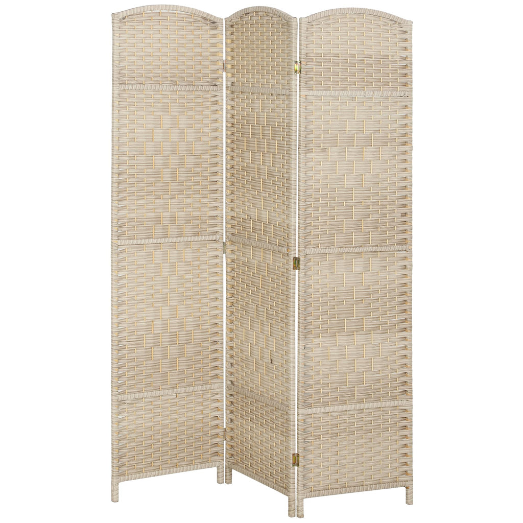 HOMCOM 3 Panel Room Divider 6 Ft Privacy Screen Hand-Woven Washed Oak