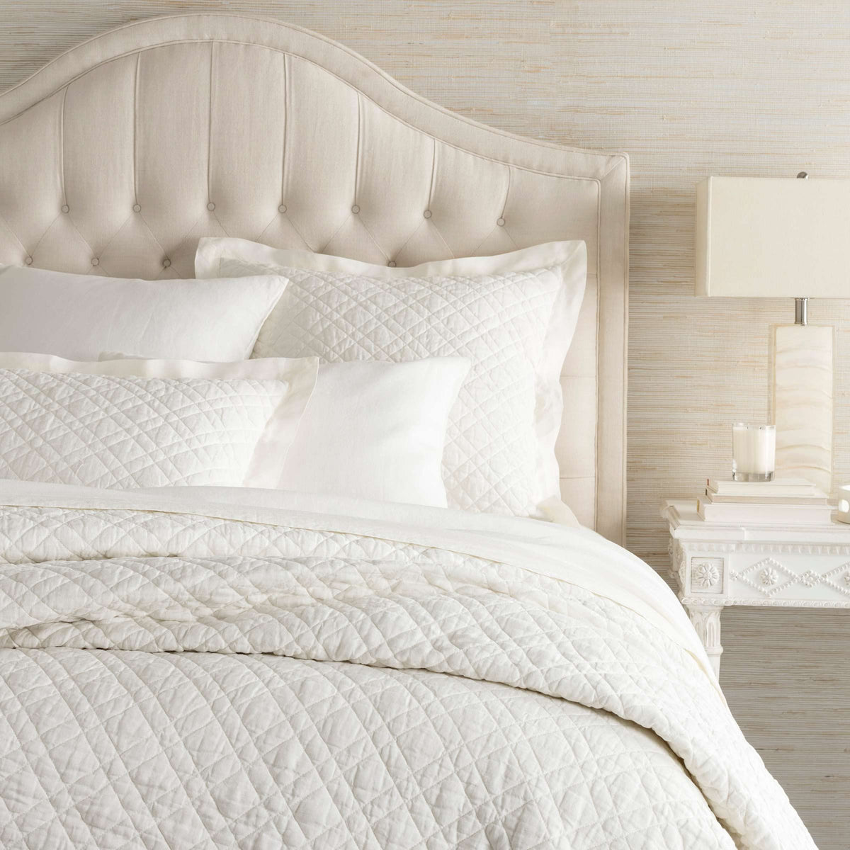 Pine Cone Hill Washed Linen Ivory Solid Linen Quilt, King