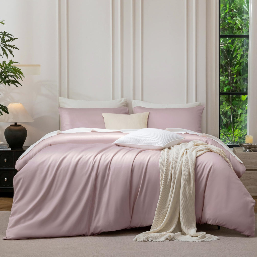 MooMee Queen Duvet Cover Set 100% Extra Long Staple Cotton Cooling Bedding
