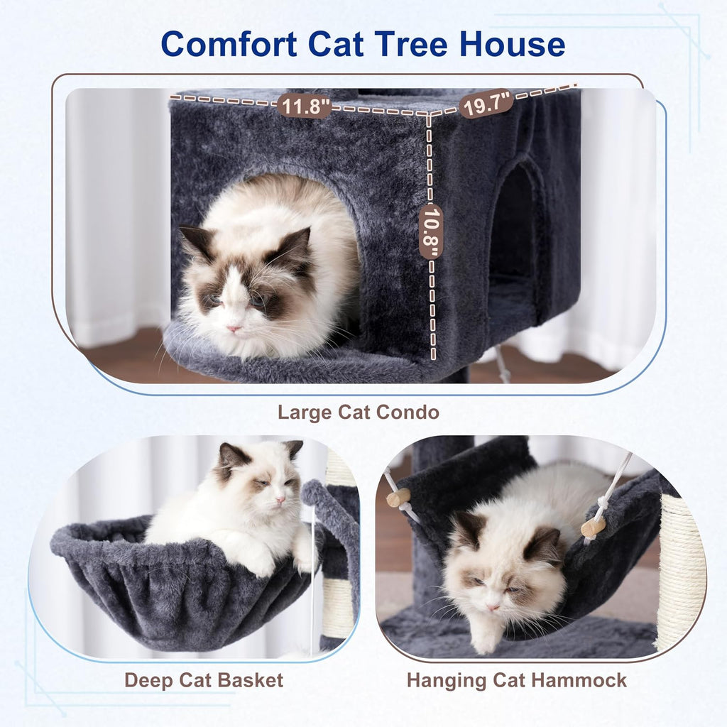 Gitelsnour Cat Tree, 63'' Cat Tower for Large Cats, Big Hammock GCT020G