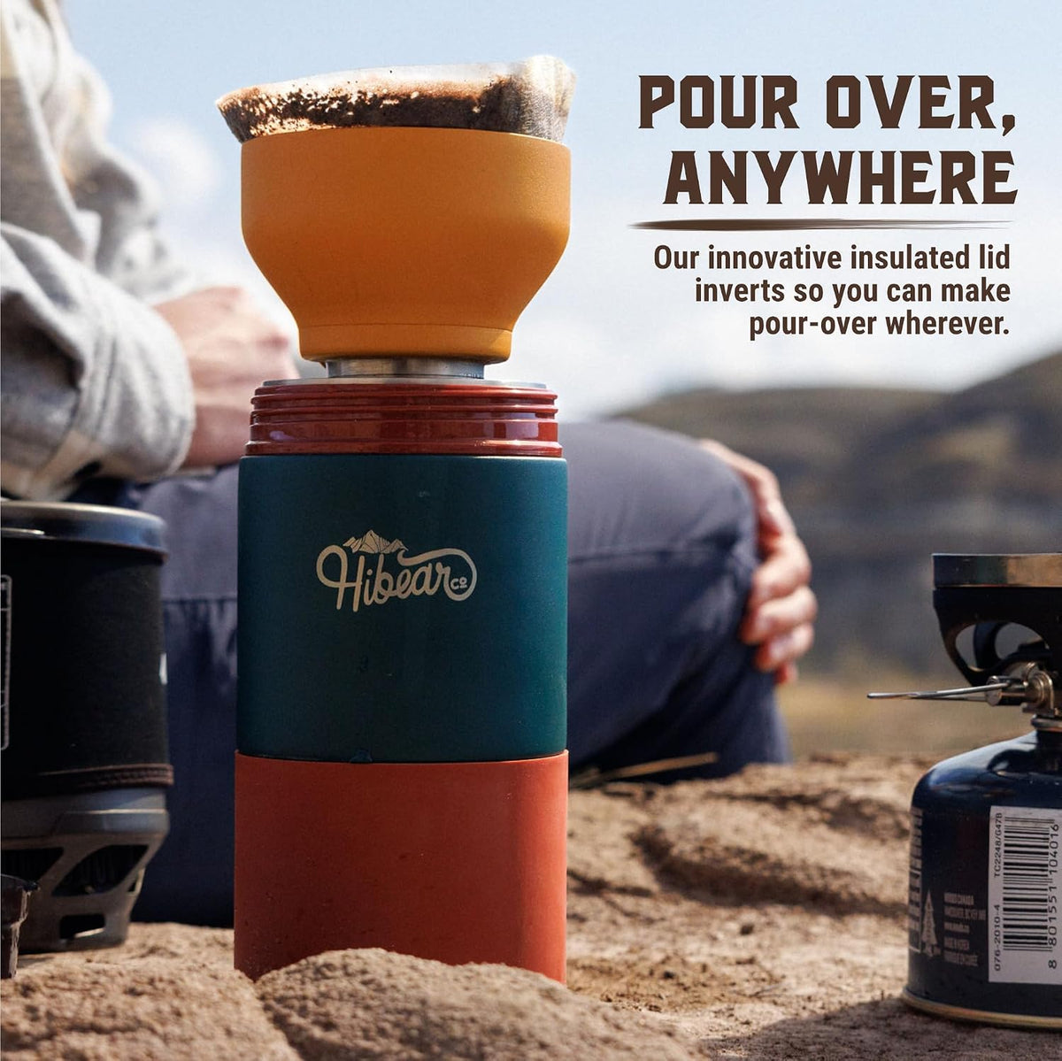 HIBEAR 32oz All-Day Adventure Flask - As Seen on Shark Tank - The Insulated Multi-Tool of Beverage Bottles - Craft Pourover, Cold Brew, Tea, Water Infusion, Wine Decanting, Hydration.