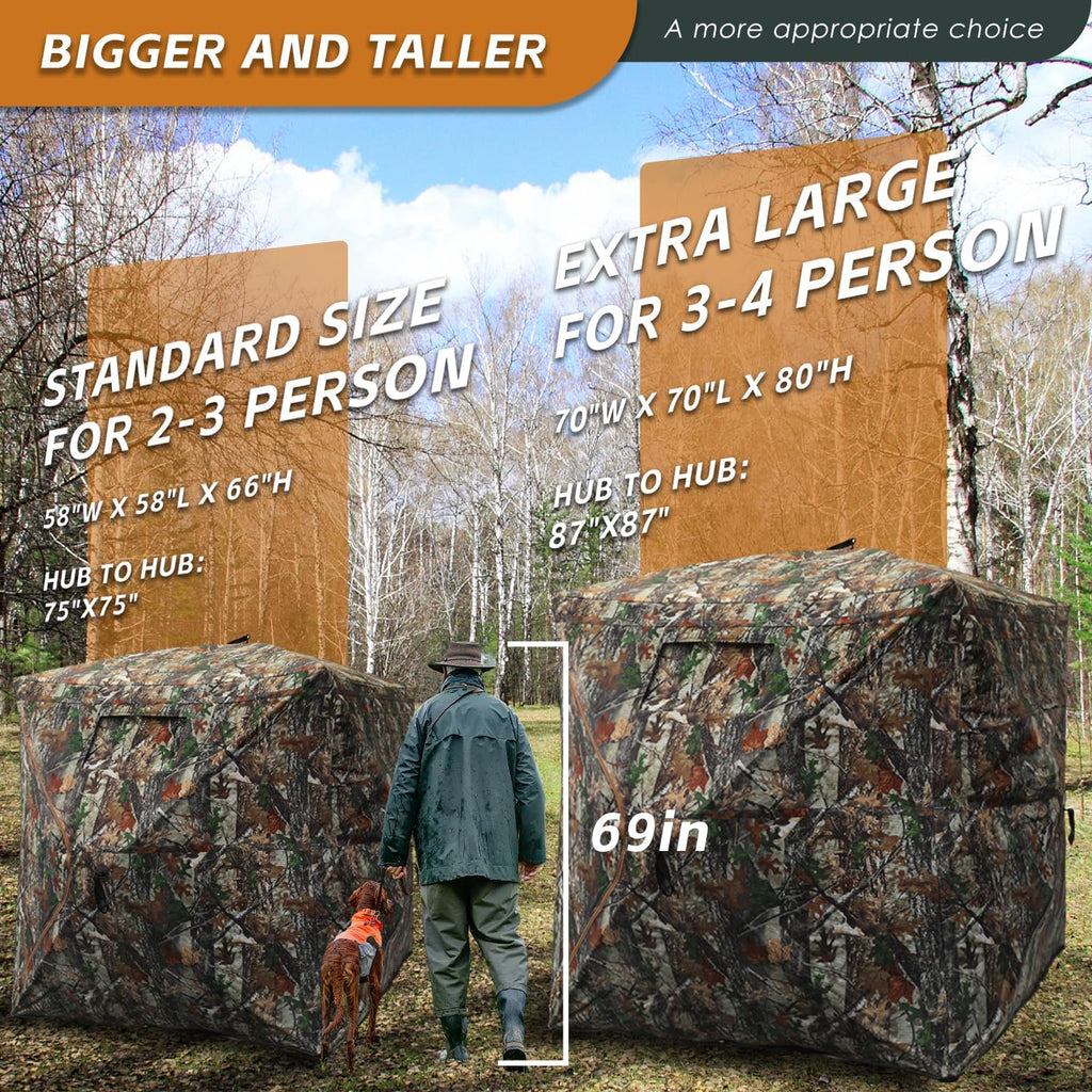 FUNHORUN Hunting Blind with Floor Mat, 360 See Through Ground Blind, Pop Up
