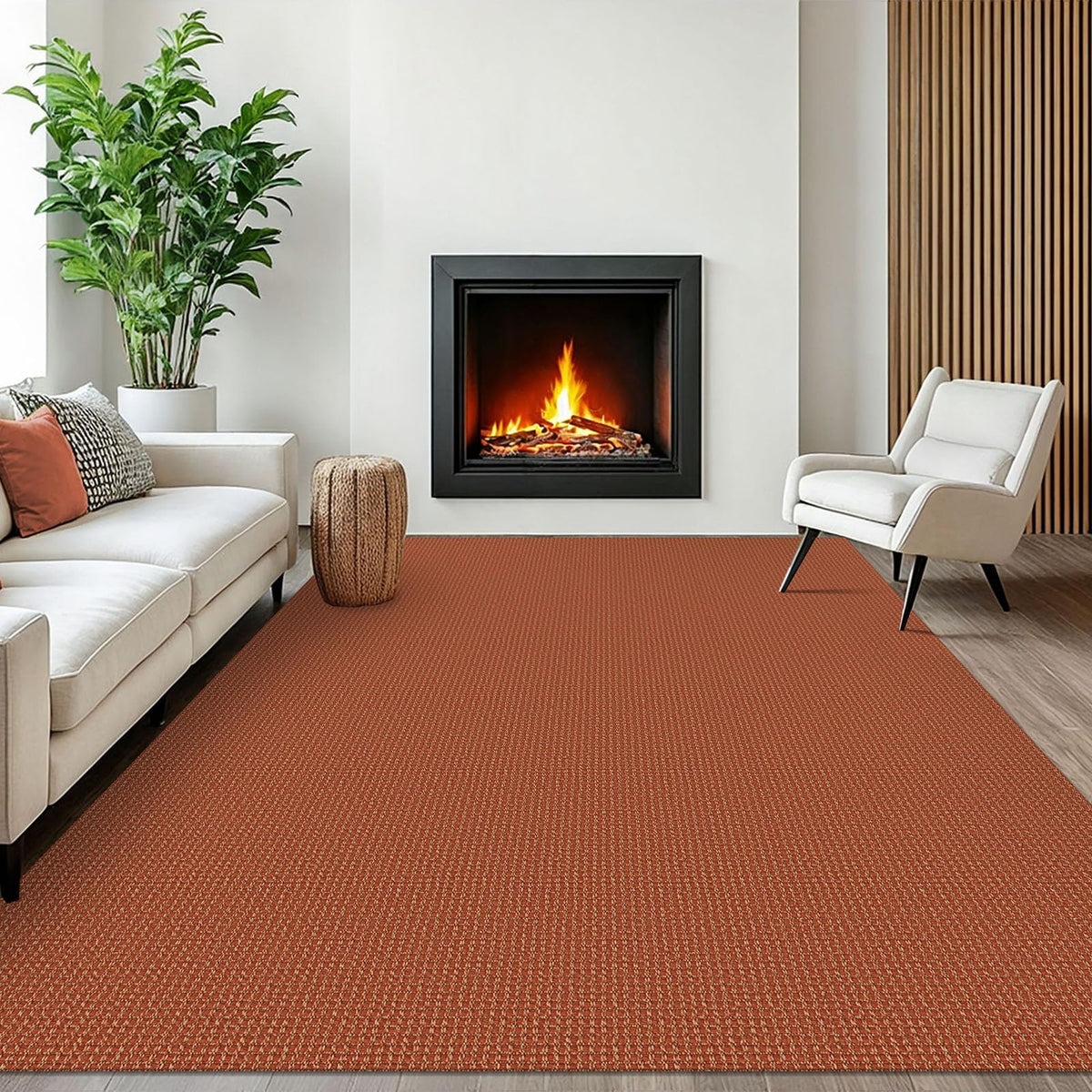 EARTHALL Woven Area Rugs 6x9 Ft Washable Living Room Rugs Non Slip Rubber Backed Dining Room Rug Braided Bedroom Rugs Indoor Floor Carpet for Living Room, Bedroom, Dining Room, Beige/Ivory