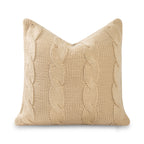 Hofdeco Premium Merino Wool Cable Knit Throw Pillow Cover, 22x22, Camel