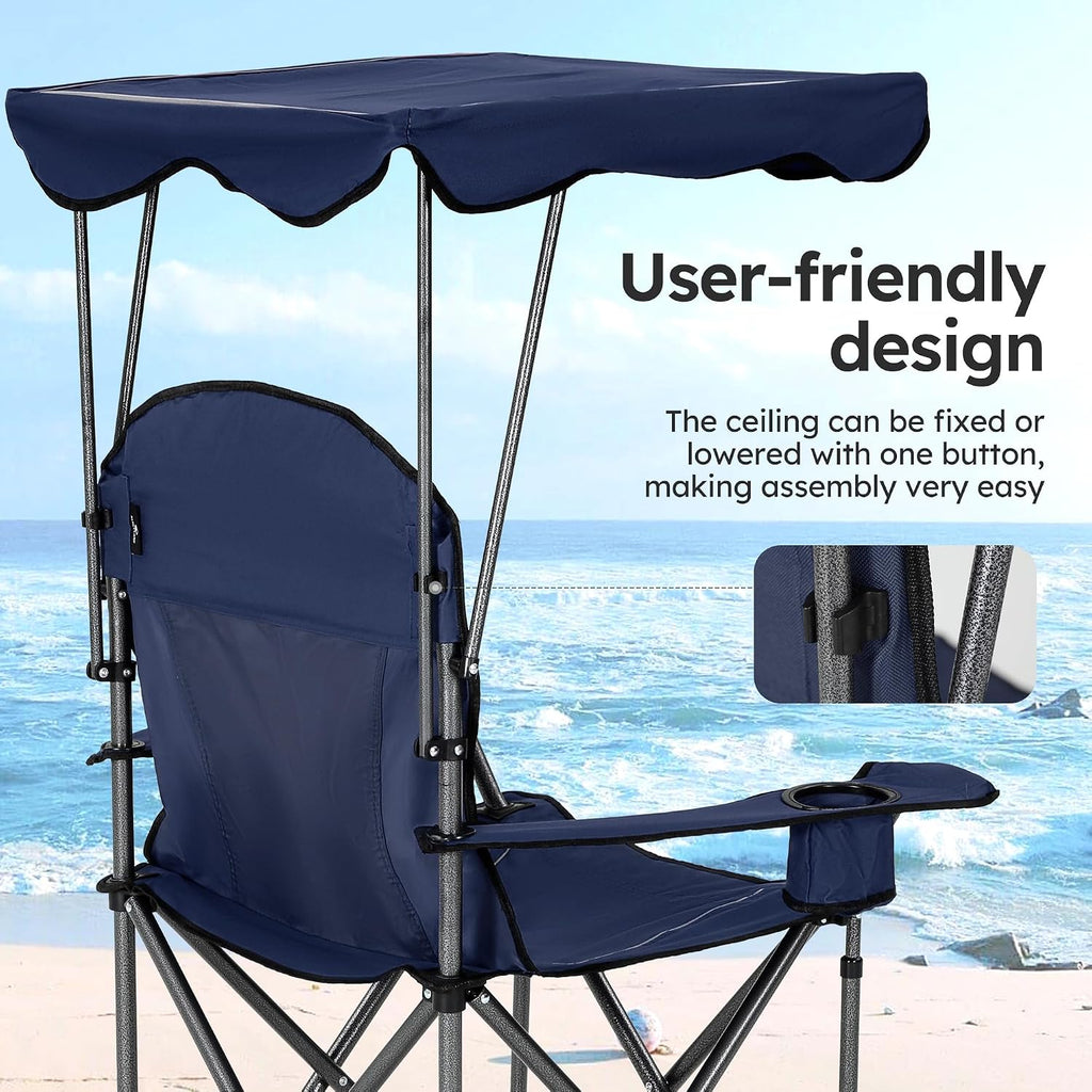 ALPHA CAMP Heavy Duty Canopy Camping Chairs with Adjustable Sunshade