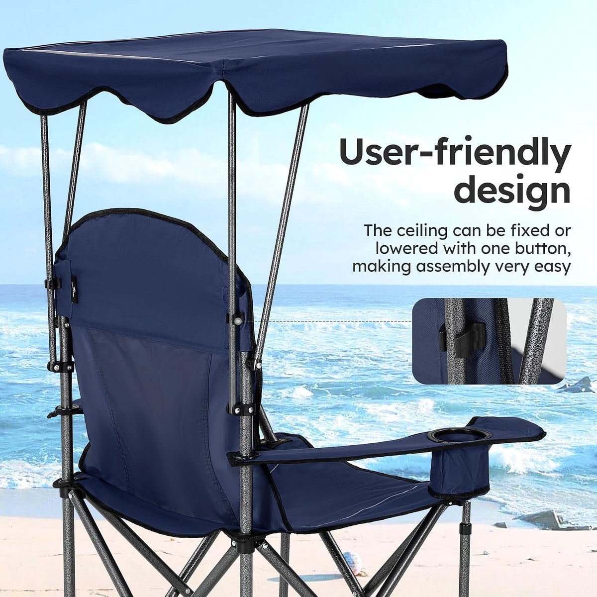 ALPHA CAMP Heavy Duty Canopy Camping Chairs with Adjustable Sunshade