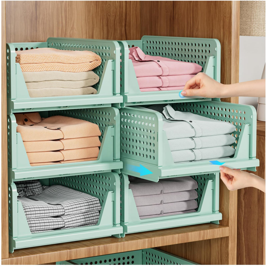 8 Pack Closet Organizers and Storage, Stackable & Foldable Closet Bins