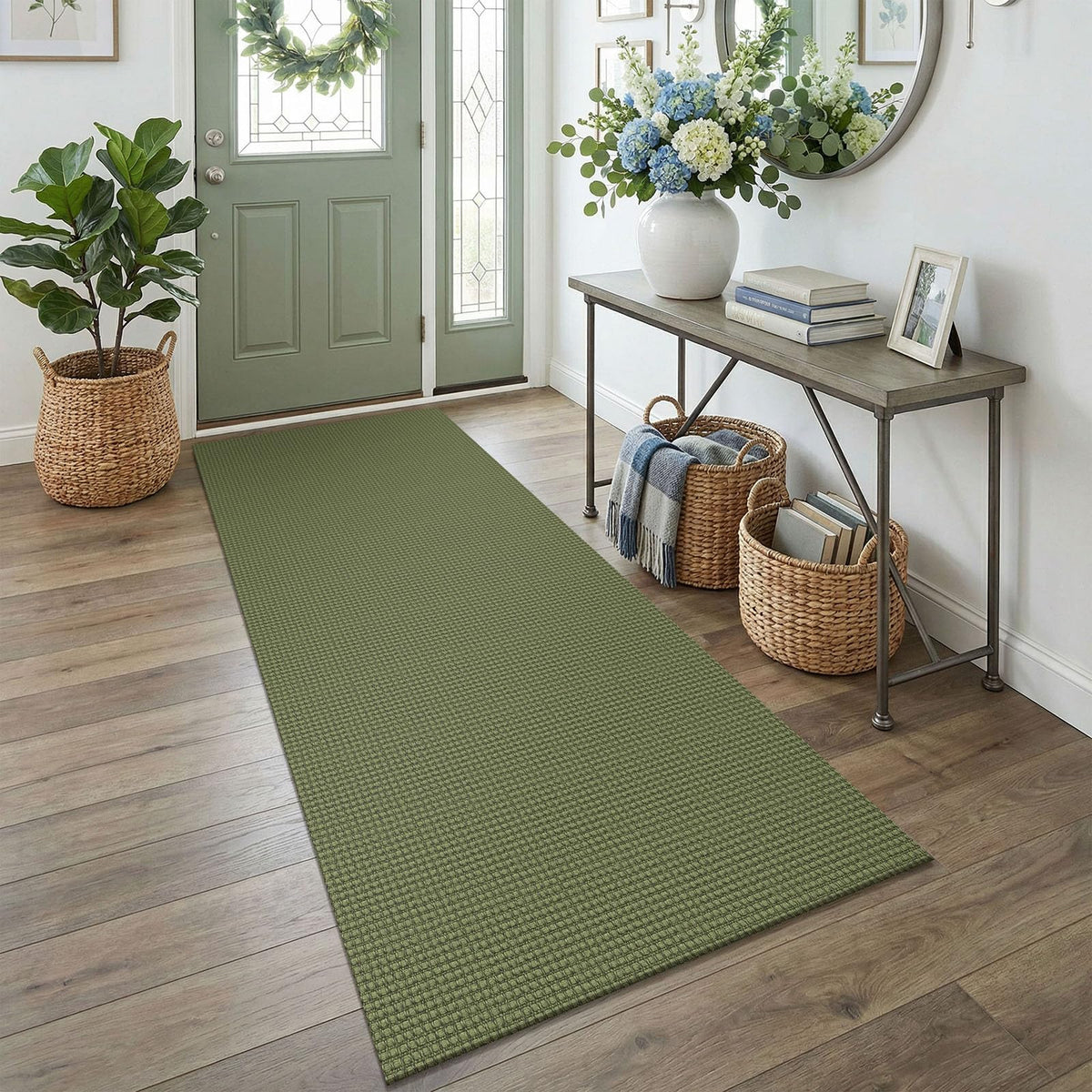 EARTHALL Woven Area Rugs 6x9 Ft Washable Living Room Rugs Non Slip Rubber Backed Dining Room Rug Braided Bedroom Rugs Indoor Floor Carpet for Living Room, Bedroom, Dining Room, Beige/Ivory