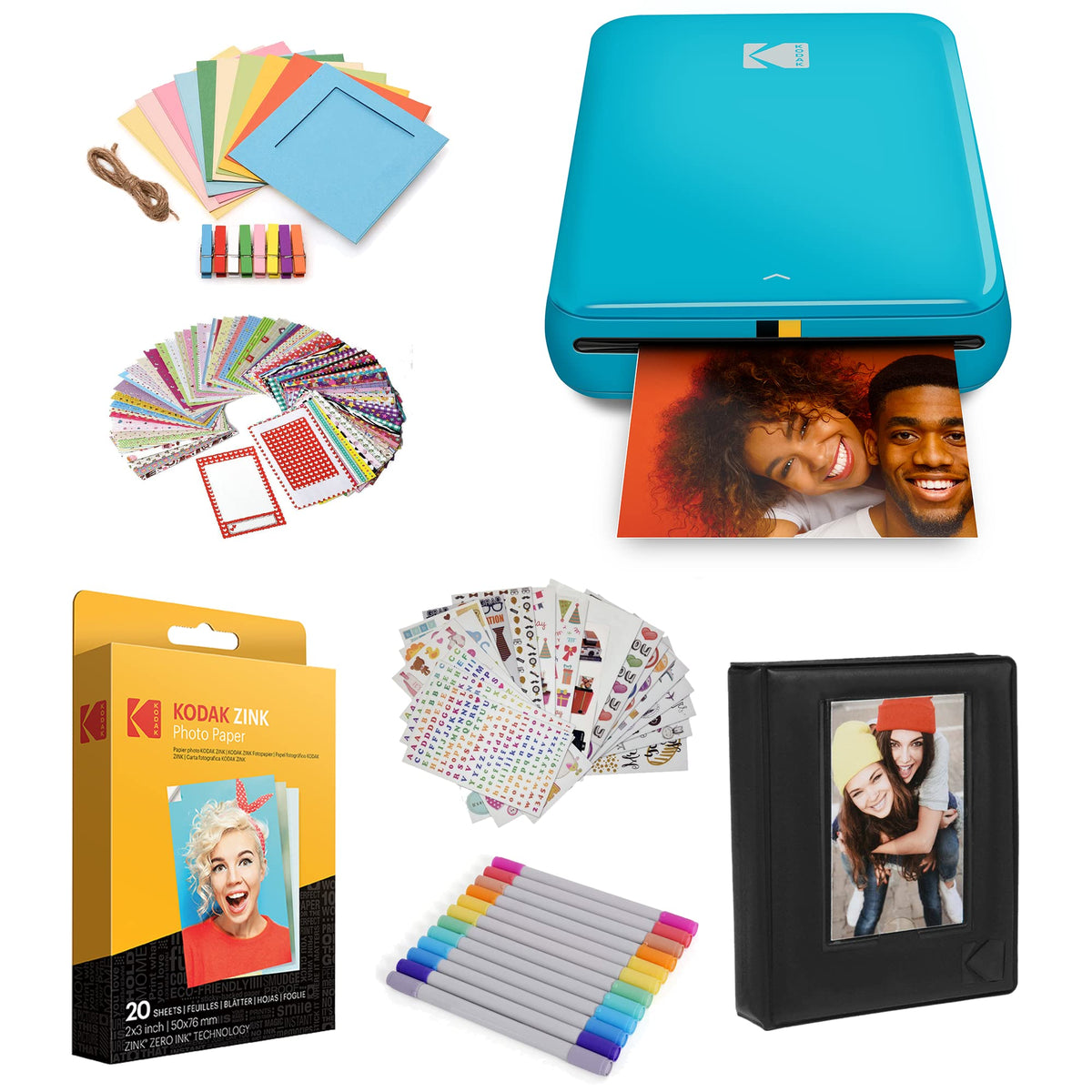 Kodak Step Instant Color Photo Printer with Bluetooth/NFC, ZINK Technology & Kodak App for iOS & Android (Pink) Starter Bundle