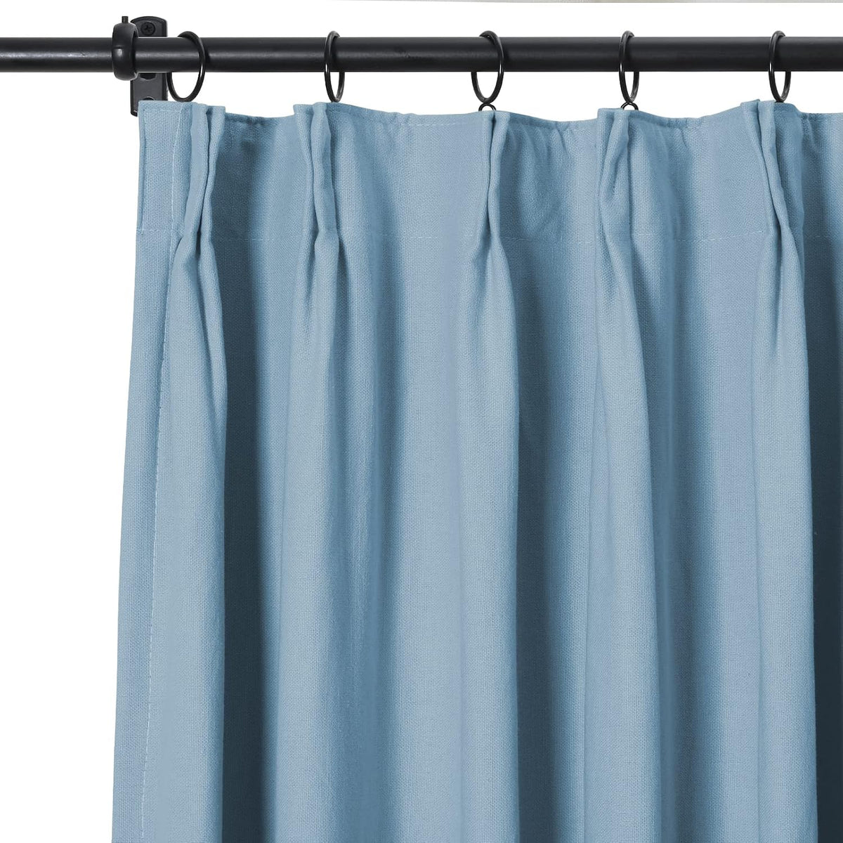 ChadMade Pinch Pleated Pure Cotton Duck Curtain Blackout Blue Drape Extra Wide Curtain Plain Weave with Blackout Lining 100Wx84L (1 Panel), BOZI Collection