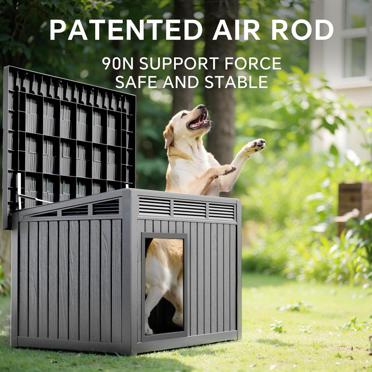 DRATO Large Dog House Outdoor for Indoor, Gray, 42.87 * 32.95 * 31.61 in