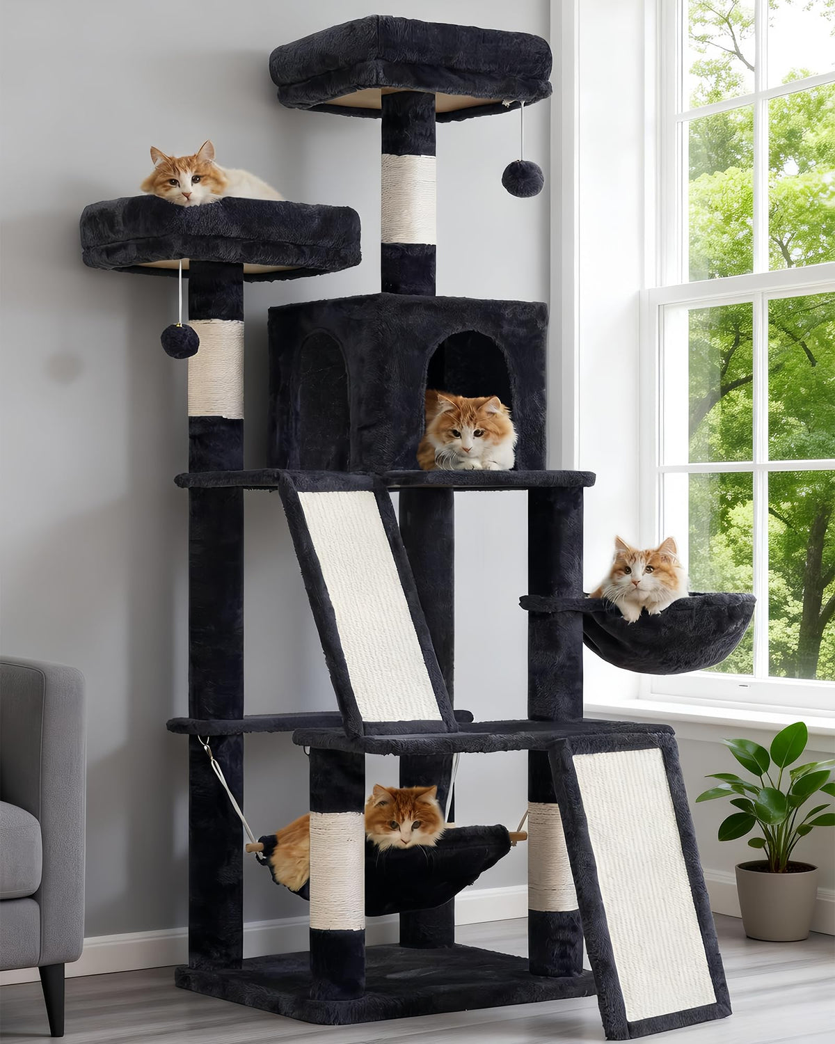 Gitelsnour Cat Tree, 71'' Tower for Large Cat with Scratching Post, GCT032G