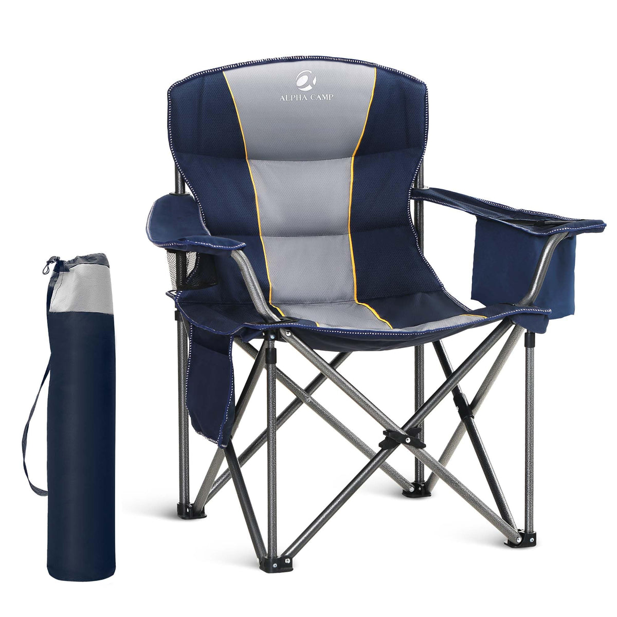 LET'S CAMP Folding Camping Chair Oversized Heavy Duty Padded Outdoor Chair