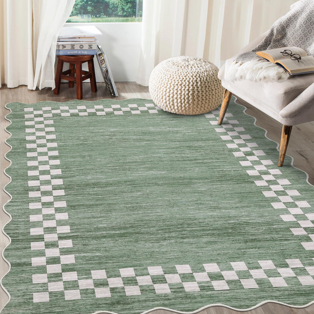 GarveeHome 5x7 Washable Area Rug Checkered Rug for Bedroom Living Room