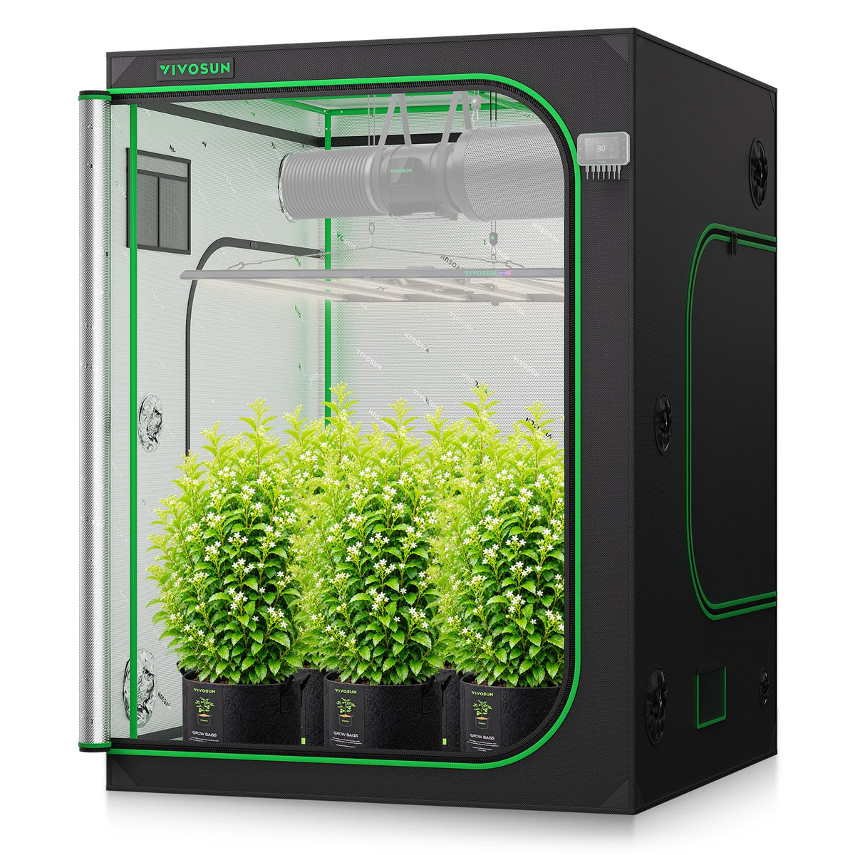 VIVOSUN S448 4x4 Grow Tent 48"x48"x80" Mylar Tent for Indoor Plants