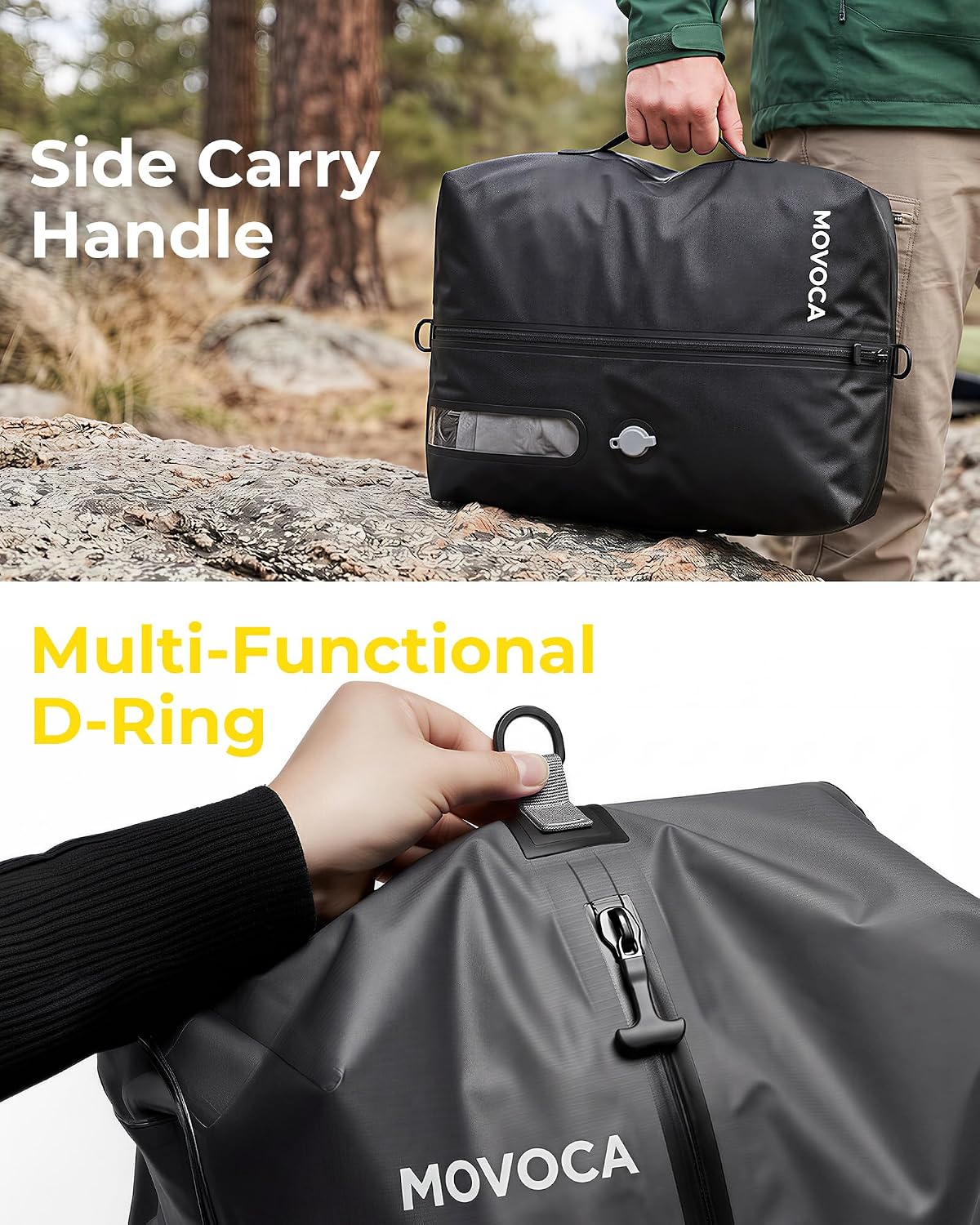 MOVOCA 3 Pack Vacuum Bags for Travel with Pump, Compression Packing Cubes