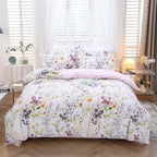 URBONUR 100% Cotton Floral Queen Duvet Cover Set 3-Pieces Botanical Bedding