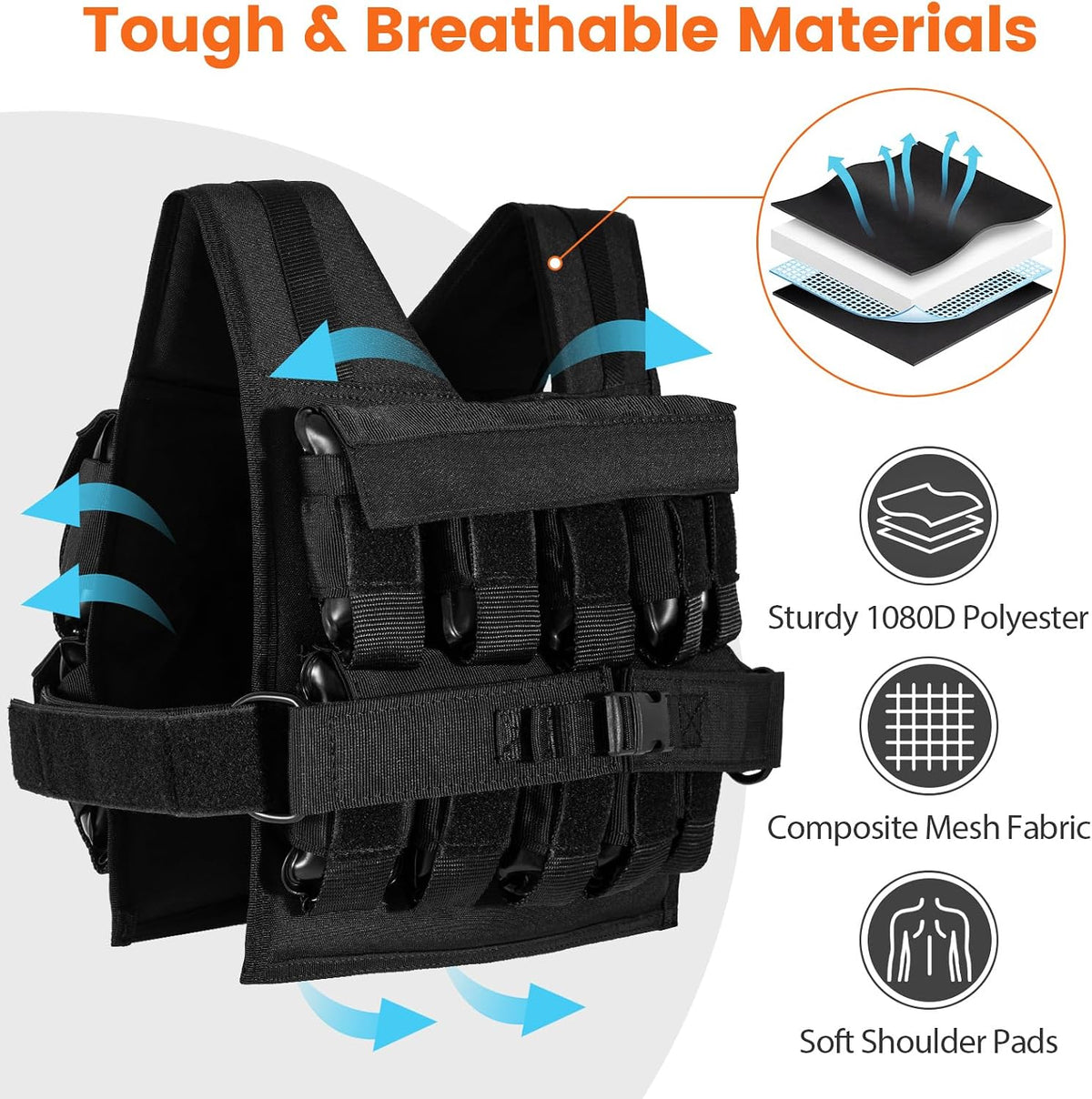 Goplus Adjustable Weighted Vest, 44lbs/66lbs Weight Vest for Men Women