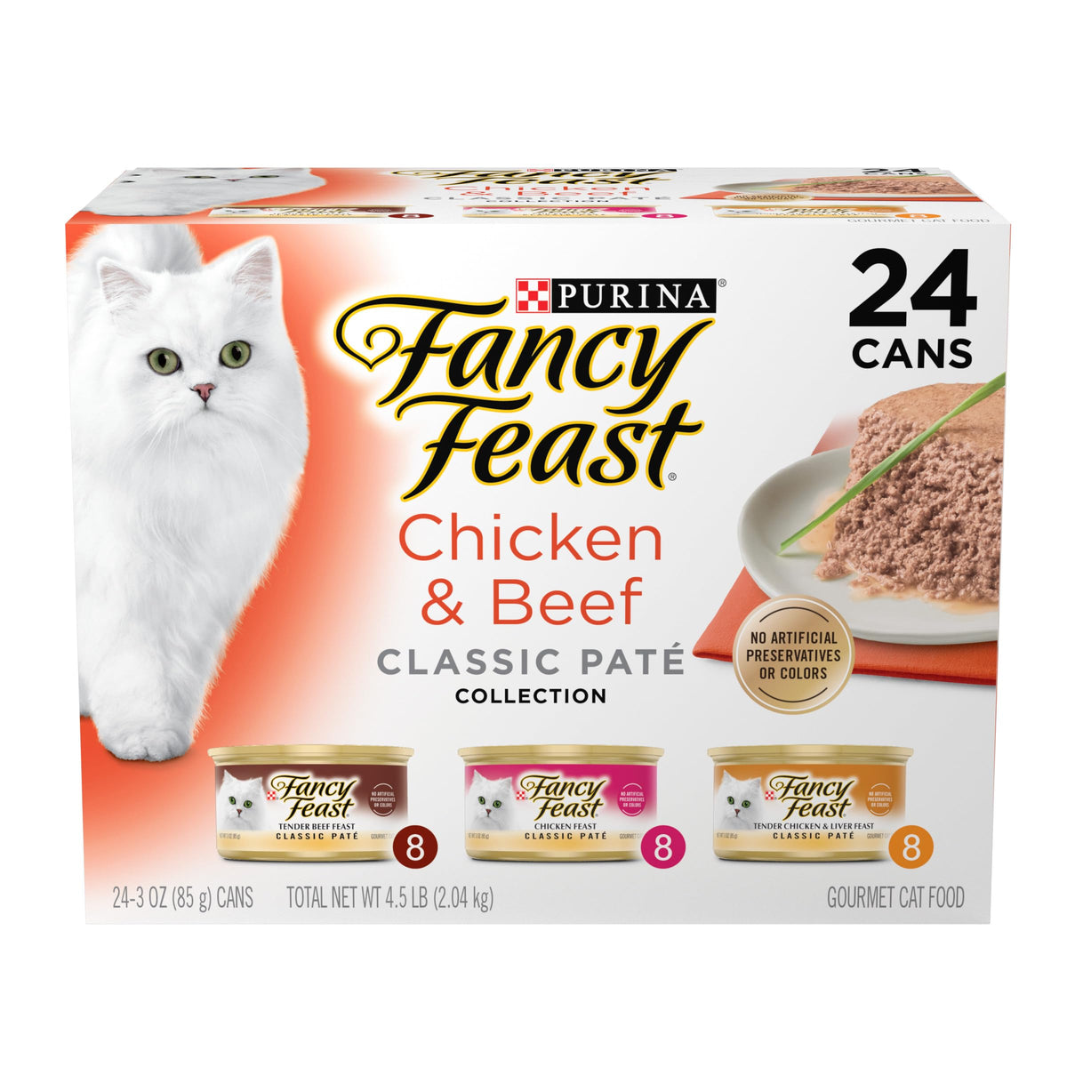 Fancy Feast Purina Gravy Lovers Poultry and Beef Grilled Gourmet Wet Cat Food Variety Pack - 3 oz. Cans,(Pack of 60)