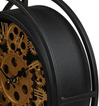 muyika Industrial Gear Table Clock, Black Metal Steampunk Desk Clock