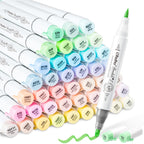 Ohuhu Alcohol Markers 96 Pastel Colors Brush Soft Chisel for Adults Drawing