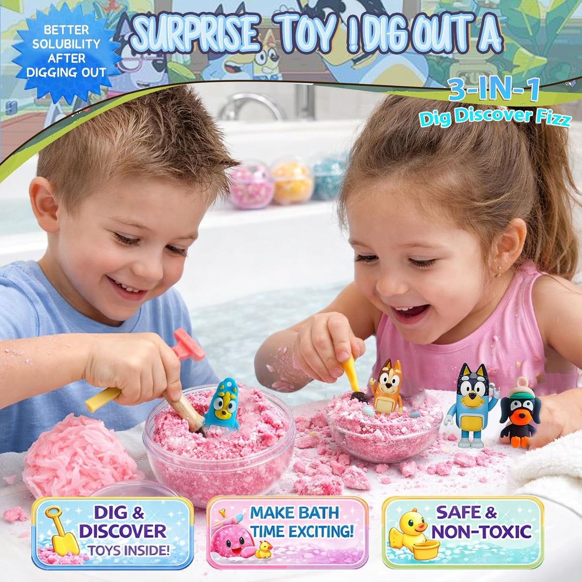 Bath Bombs for Kids: XXL Bath Bombs with Surprise Inside, Organic Bath Bombs Rich in Natural Essential Oils, Kids Bath Gift Set for Dry Skin Moisturize, Summer Party Favors for Kids (6 Pcs)