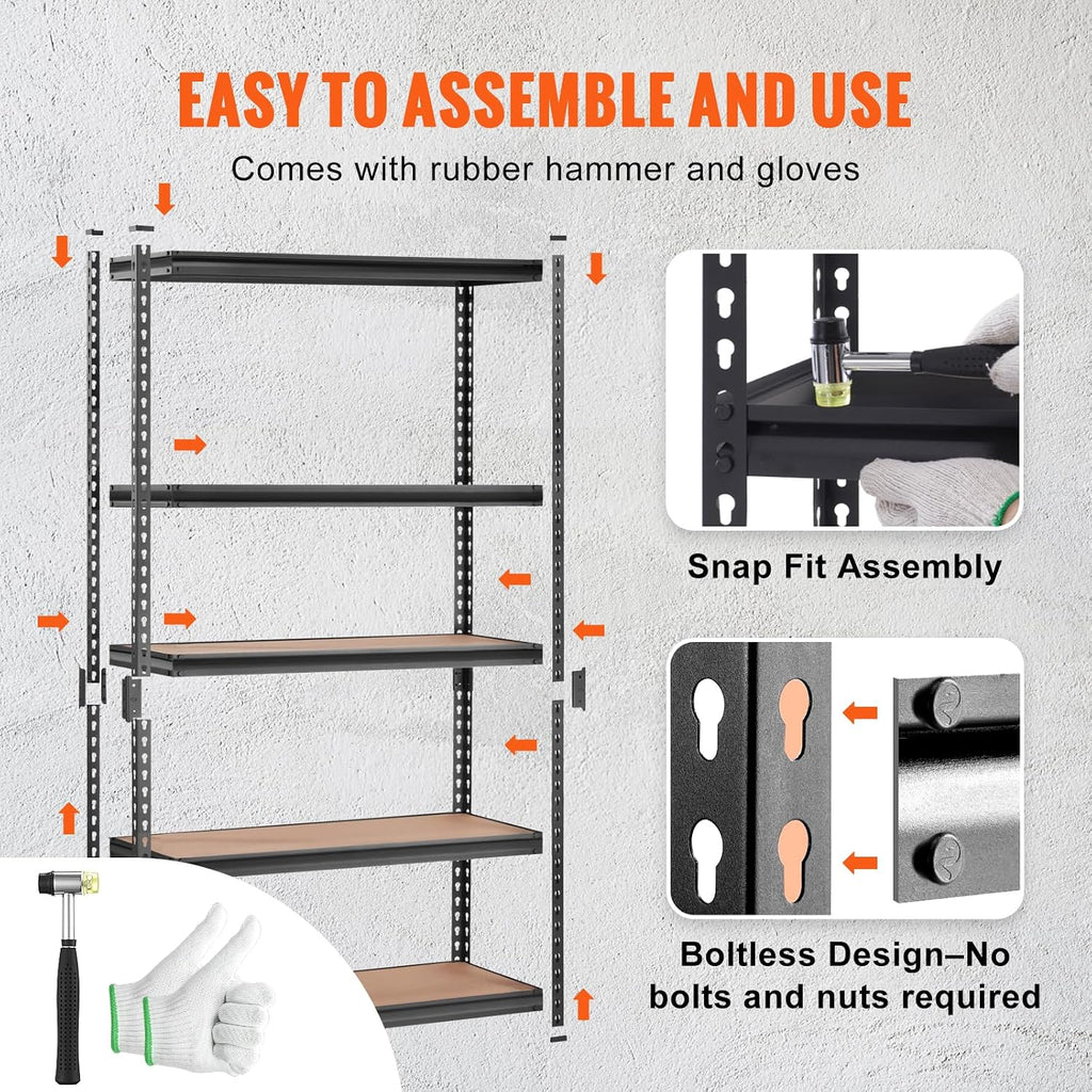 VEVOR Storage Shelves 5-Tier Adjustable 2000 lbs 48"x18"x72" Shelving Unit