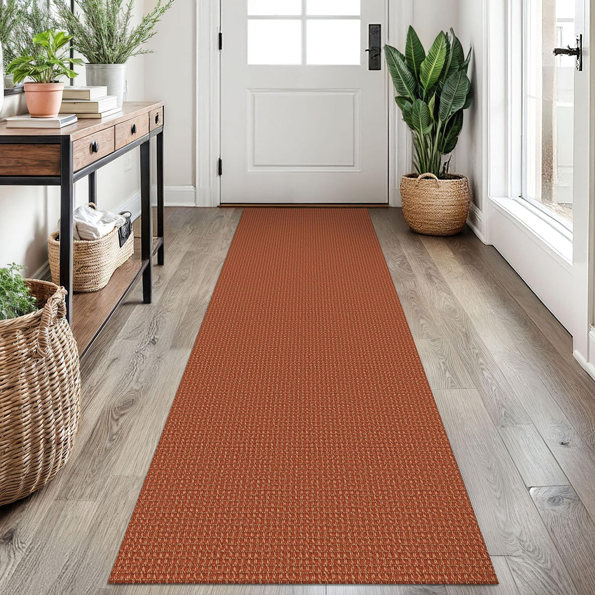 EARTHALL Woven Area Rugs 6x9 Ft Washable Living Room Rugs Non Slip Rubber Backed Dining Room Rug Braided Bedroom Rugs Indoor Floor Carpet for Living Room, Bedroom, Dining Room, Beige/Ivory