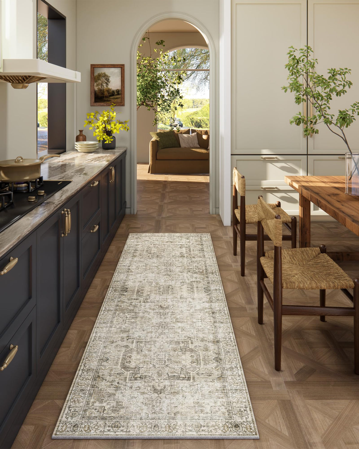 Washable Area Rugs for Living Room: 9x12 Bedroom Rug Boho Vintage Area Rug Stain Resistant Non Slip Low Pile Lightweight Soft Carpets for Dining Room Kitchen Nursery Kids Room Playroom Home Office