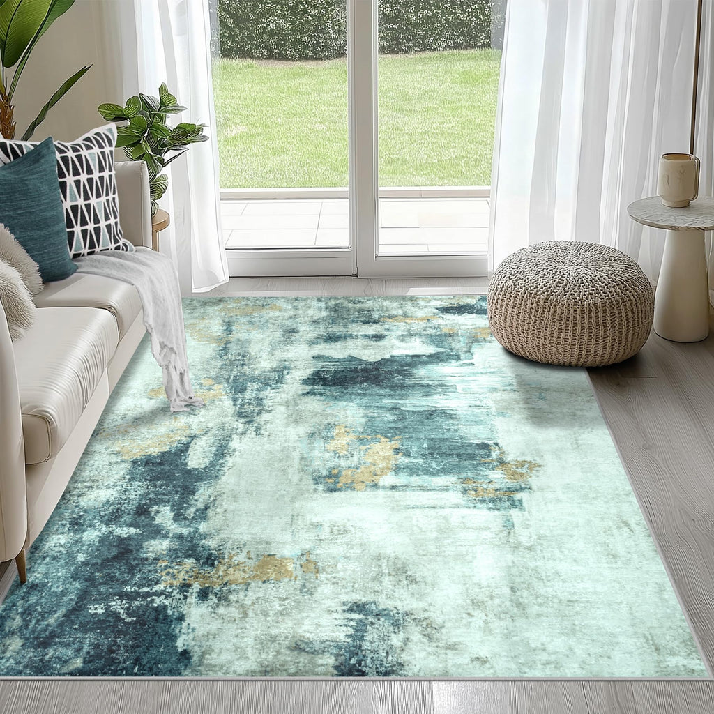 8x10 Area Rugs for Living Room Washable Bedroom Dining Room Blue Grey