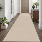 EARTHALL Woven Area Rugs 6x9 Ft Washable Living Room Rugs Non Slip Rubber Backed Dining Room Rug Braided Bedroom Rugs Indoor Floor Carpet for Living Room, Bedroom, Dining Room, Beige/Ivory