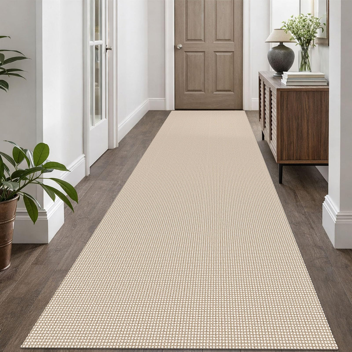 EARTHALL Woven Area Rugs 6x9 Ft Washable Living Room Rugs Non Slip Rubber Backed Dining Room Rug Braided Bedroom Rugs Indoor Floor Carpet for Living Room, Bedroom, Dining Room, Beige/Ivory