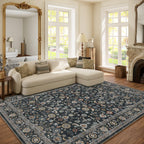 Washable Area Rugs for Living Room: 9x12 Bedroom Rug Boho Vintage Area Rug Stain Resistant Non Slip Low Pile Lightweight Soft Carpets for Dining Room Kitchen Nursery Kids Room Playroom Home Office