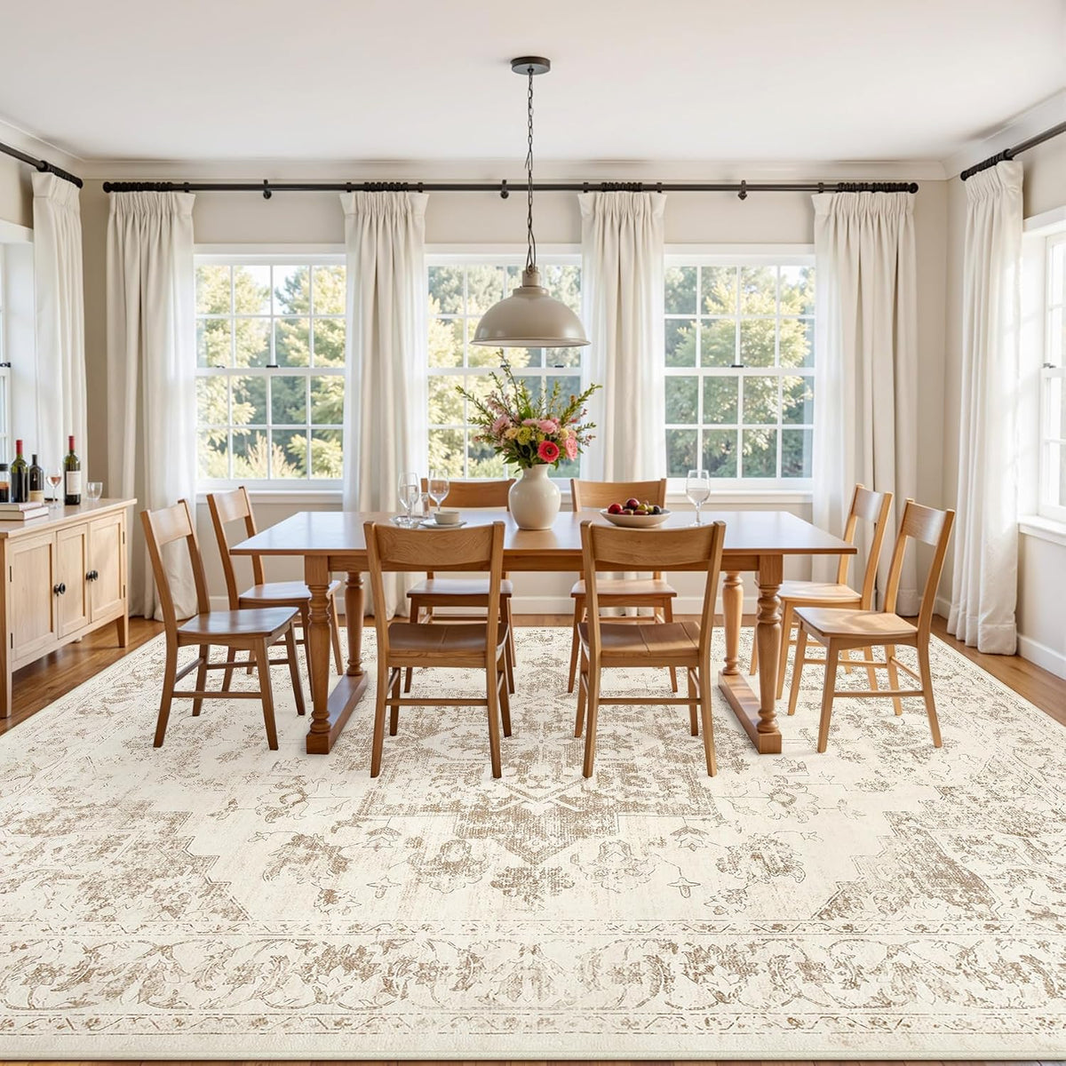 8x10 Area Rugs Living Room: Bedroom Washable Carpet Beige/Ivory