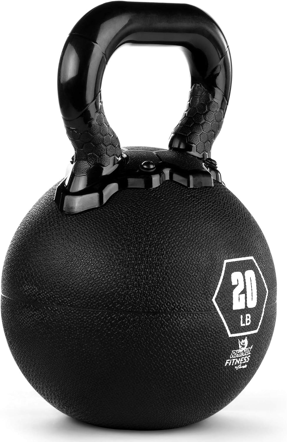 Champion Sports Rhino Kettlebell Rubber Weights, Black - Premium Strength Training Equipment - Multiple Weights