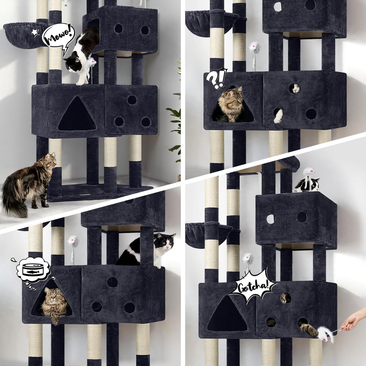 Globlazer Extra Large Cat Tower for Big Cats 20 lbs, 81in, F81, Dark Grey