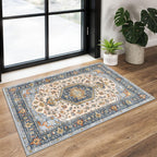 KUTA Vintage Extra Long Runners for Hallways 2.6x18ft Washable Blue White